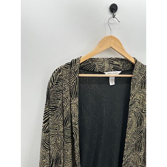 Draper's Damon's Cardigan Women 3X Black Beige Swirl Slinky Open Front Mature - Picture 5 of 7